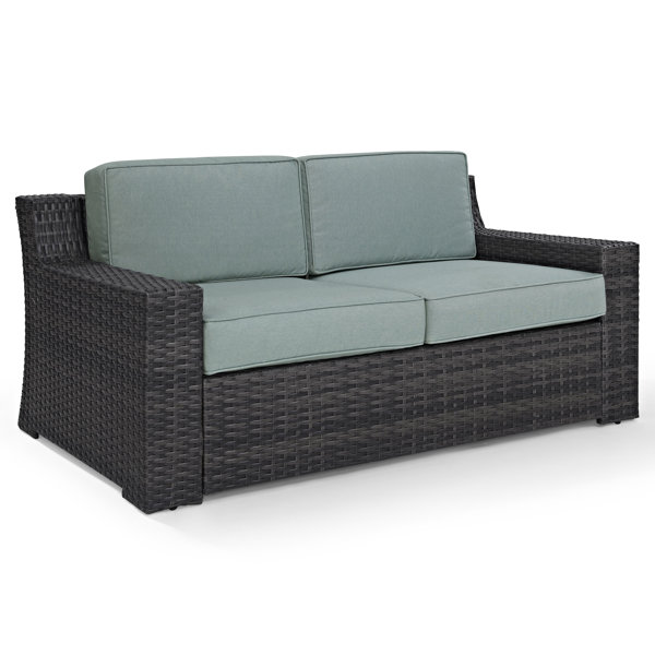 Latitude Run® Laderrian 62'' Wicker Outdoor Loveseat & Reviews Wayfair